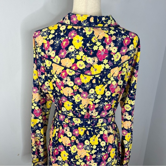 Modcloth NEW Size Large Pearl Snap Boho Western Floral Belted Shirt Dress H12 - Picture 7 of 9